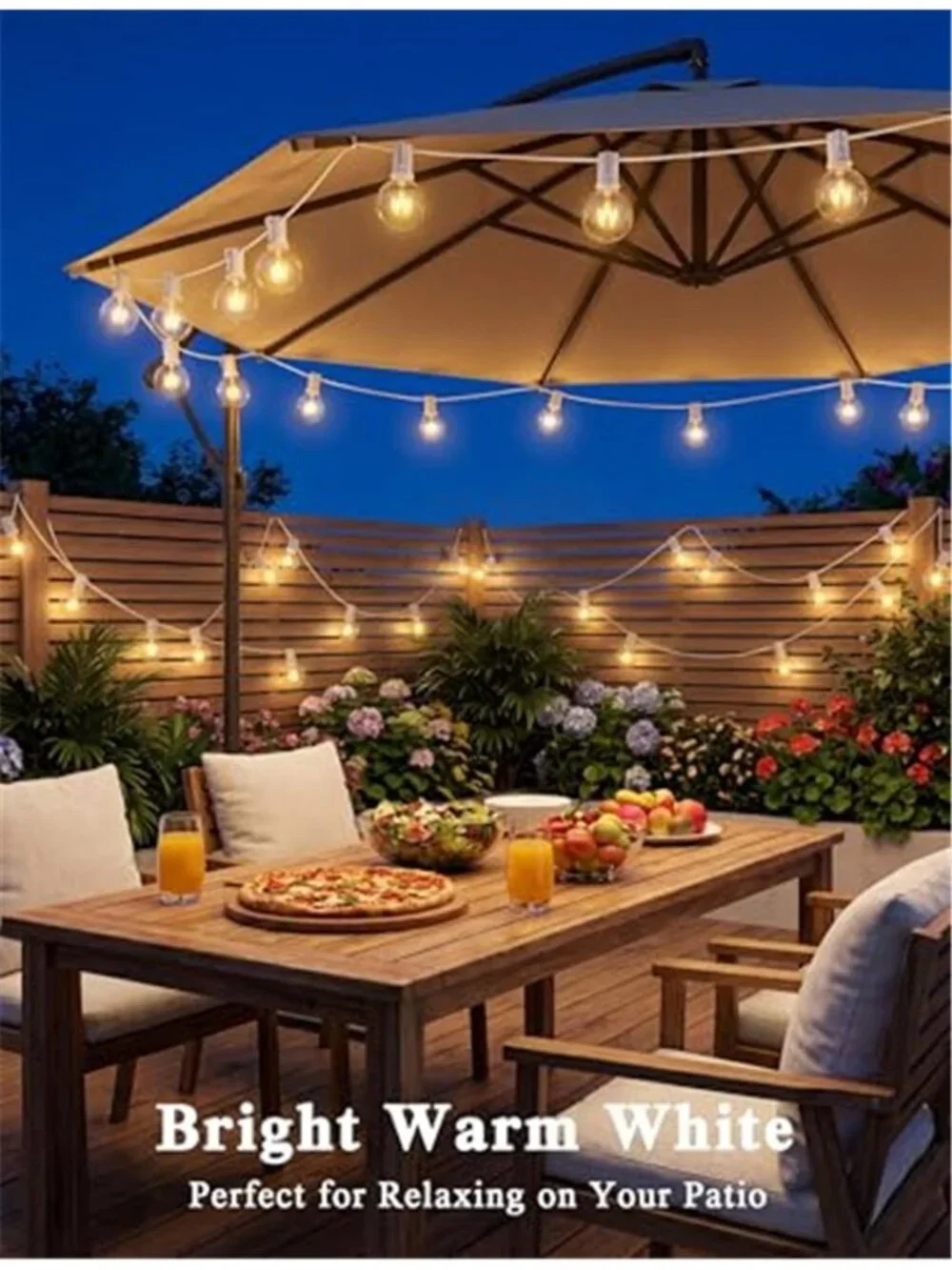 25FT Outdoor White String Lights, G40 Globe Patio Lights with 27 Clear G40 Bulbs